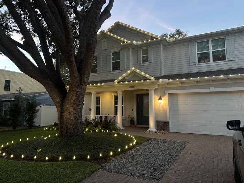 Christmas light installation on a home in Lithia, FL by Exterior Holiday Lights